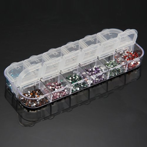 3000 Stück 12 Farben Nagel Art Strassstein Glitter Strass UV Gel Acryl 1,5mm - 3