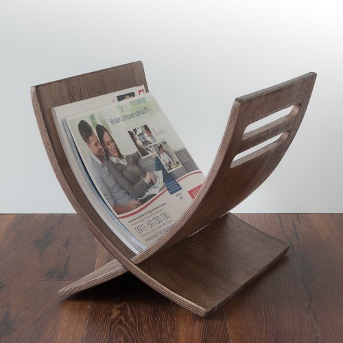 Homestyle4u 965 Mailand Zeitungsständer Magazinhalter Zeitschriftenablage aus Holz B 30 cm x H 29 cm x T 36 cm in Braun lackiert - 4