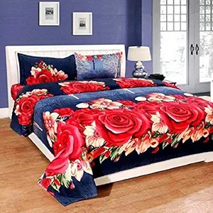 Home Garage Microfiber 3D Printed Double Bedsheet with 2 Pillow Covers, Multicolor