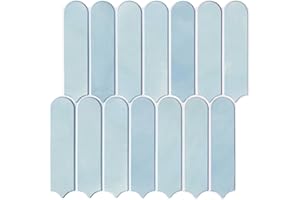Commomy 10 Pcs 3D Blue Peel and Stick on Tiles - 11'8 x 11'8 Matt UrltraLight PVC Long Fish Scale Self Adhesive Wall Tiles for Kitchen, Bathroom, Living Room, Bedroom, RV