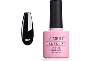AIMEILI Vernis Semi-Permanent Noir Soak Off UV LED Vernis à Ongles Gel Polish - Blackpool (007) 10ml