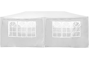 Wiltec Pavillon 3 x 6 m en Blanc avec Protection UV 50+, Gazebo de Jardin avec côtés enroulables, Tente de réception avec fenêtres, pour terrasse et Festival, par Exemple