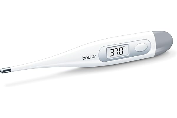 Beurer FT09 Termometro Digital y Corporal, Resistente al Agua, pantalla LCD con rango de medición +/- 0.1 ºC, señal acústica, sin Cristal, Color Blanco
