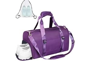 AISPARKY Gym Sport Bag Dry Wet Separated, Waterproof Large Sports Duffel Bag Training Handbag with Shoes Compartment for Sport Traveling Swimming Yoga Hiking Camping for Women Dark Purple