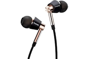 1MORE E1001 Triple-driver Hi-Fi słuchawki douszne Hi-Res Audio z mikrofonem i pilotem zdalnego sterowania, kompatybilne z iOS i Android (złoty)