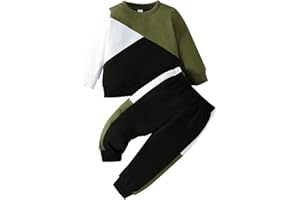 Fnaobai Bambino Ragazzino Felpa Pantalone Completi Set Neonato Colore di Blocco Autunno Maniche Lunghe Tops Inverno Vestiti Tuta