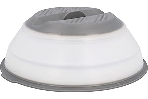 Jata Tapa de microondas. Escurre verduras. Vaporera. 26 cm de diámetro. Plegable. Resistencia al calor. Color transparente - Jata Hogar
