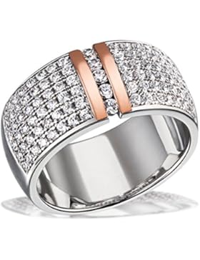 Goldmaid Damen-Ring 925 Sterlingsilber teilweise rosévergoldet 101 weiße Zirkonia