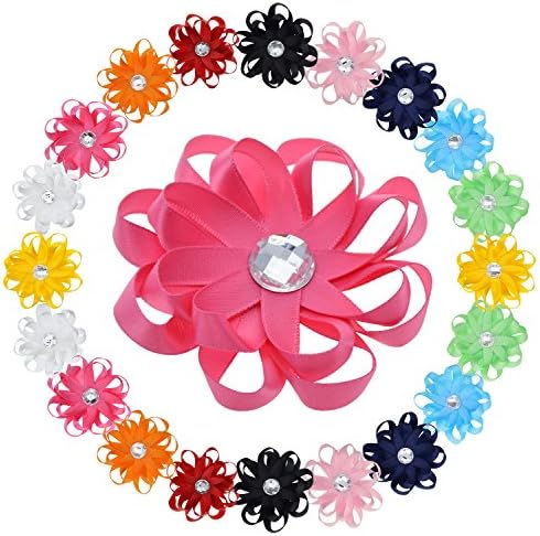 Toddler Hair Clips with Rhinestone 8-petal Flower Design -10 Pairs &amp; 3 Inch
