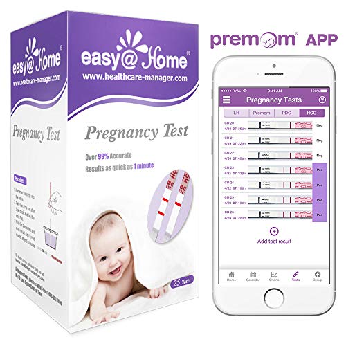 Easy@Home 25 Pruebas de Embarazo Ultrasensible, Tiras de Tests de Embarazo Para una Detección Temprana, 25 Pruebas GCH