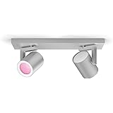 Philips Hue White and Color Ambiance Argenta Faretto Smart, 2 punti Luce, GU10, 5.7W, Alluminio