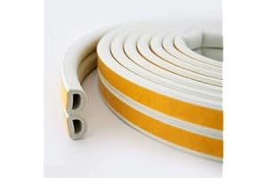 EUROAMZ Burlete Puerta y Ventana, Aislante del Frío y Calor/Burlete Puerta Entrada, Autoadhesivo, Aislante Sellador Ventanas/Junta Aislante de Goma EDPM (6M Blanco)