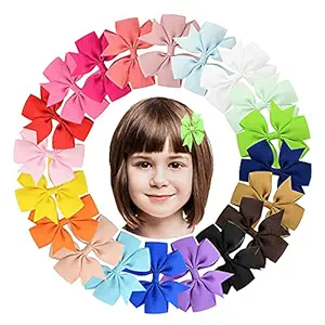 PALAY 20 Pcs 3 inch Grosgrain Ribbon Baby Girls Hair Bows Alligator Clips Hair Accessories for Infants Toddlers Kids Teens