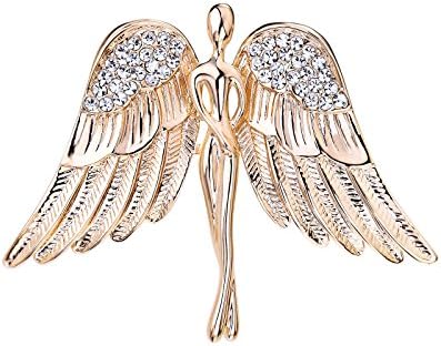 OKAJEWELRY Guardian Angel Brooch - Brooches Pin For Womens Ladies Girls - Broaches Jewel Bouquet Crystal Gold Tone