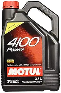 Motul 4100 Power SAE 5W30 Semi Synthetic Engine Oil for Petrol, Diesel, CNG & LPG Cars (3.5 L)