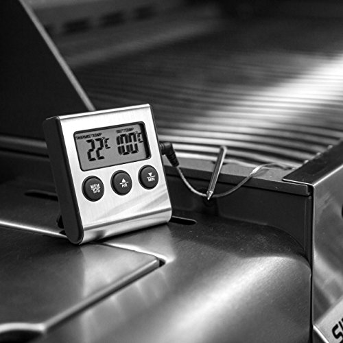 Digital Backofen – Thermometer mit Einstich Fühler Temperaturbeständig bis 250 °C . Alarm , Timer Funktion , Magneten und Ein – Aus Schalter und universal Analog Thermometer als Set - 6