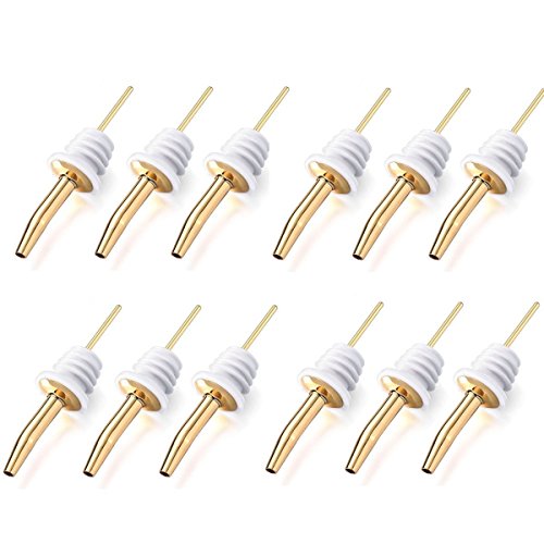 ANKKO 12 Stück Edelstahl Flaschenausgießer Weinausgießer Ausgießer Wein Flasche Stopfen Erdöl Stopfen (Gold)