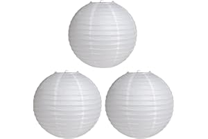 FIMWOLZ 3 Pcs bianco rotondo lanterna paralume appeso lampada di carta paralume orologio nozze decorazioni partito oggetti di scena accessori 20 cm