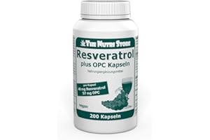 THE NUTRI STORE Resveratrol plus OPC vegane Kapseln 200 Stk. mit Traubenkernpulver und die antioxidativen Vitamine C und E