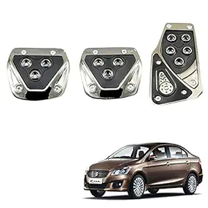 Allure Auto 3 Pcs Sports Anti-Skid Car Pedals (Manual Shift) kit Pad Covers Set (Black) for Maruti Ciaz