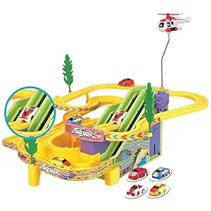 Track N Tracer Automatic Car Racing Toy Kit with Rotating Helicopter