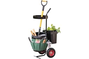 ‎WESTMANN Westmann Hand- & Gartenwagen | 40x56x104 cm Grün | Werkzeugtrolley Set | Transportwagen für Gartenwerkzeug aus Metall | bis 40 kg belastbar