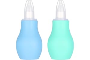 Firtink 2 Packs Baby Nasal Aspirator, Baby Nose Sucker Nose Cleaner Babys Nasal Cleaner Mucus Removal for Newborns(Blue+Green)