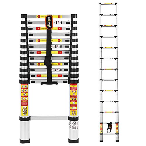 3,8 M Teleskopleiter Aluminium-Klappleiter mit Finger Sicherheitseinstellungen und und entspricht EN131, SGS und CE-Standards von Anordsem