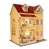 Altersempfehlung: ab 6 Jahren Puppenhaus Dollhouse Bausatz aus Holz mit kompletter Einrichtung incl. Beleuchtung DIY