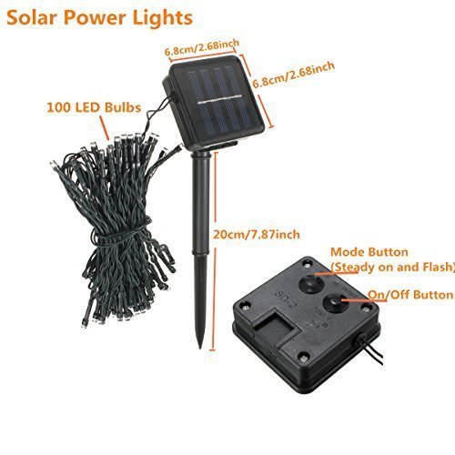 SOLMORE LED Solar Lichterkette Außenlichterkette Solarlichterkette String Licht 17M 100 LED für Outdoor Weihnachten Hochzeit Garten Party Außen Dekoration Weiß - 6