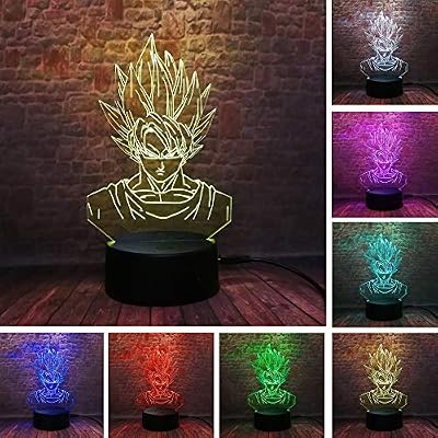Anano Lampe Illusion 3D, Sept Dragon Ball Cadeaux Jouets Décor LED Night Light Lampe 7 Couleurs Touch Control USB Alimenté parti décoration Lampe, 3D Lampe Visuelle