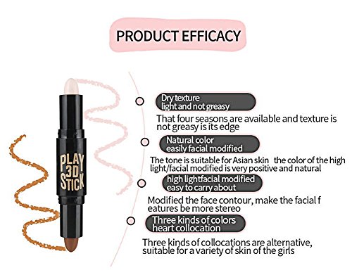 Concealer, 3PCS Powder Teint Makeup Natural Creme Gesicht Augen Concealer Highlight Contour Concealer Pen Stick - 7