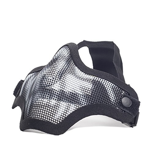 Militar-TLD Masque protecteur pour Airsoft (ruban élastique réglable, Grillagé), Noir 