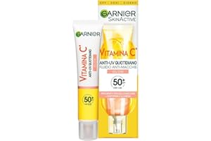 Garnier Fluido Anti-UV Quotidiano Anti-Macchie Glow, SPF 50+, Per Tutti i Tipi di Pelle, Arricchito con Vitamina C*, Protegge dai Raggi UV, Uniforma e Illumina, Daily UV Glow, 40 ml