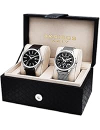 Akribos XXIV Negro Dial Mens dos Reloj Conjunto AK737 – 1