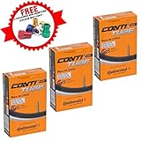 Continental Race 28 700 x 20-25c Road Bike Inner Tubes - 42mm Presta Valve (Pack of 3) - with Ano Adapters,Black / Gold
