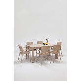 MOBETTO Rattan L&uuml;x Dikd&ouml;rtgen Cappucino Masa Takımı Bah&ccedil;e&Balkon