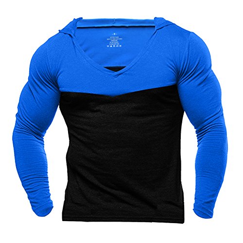Musclealive Mens Gym dünne lange Hülsen Herren Bodybuilding Pullover Baumwolle und Elasthan