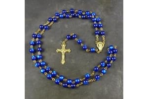 R. HEAVEN Dark blue resin round rosary beads 56cm length gold chain