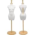 ERDANER 4pcs Mannequin Torso Dress with Base Stand,Mini Size Display Mannequin Body Stand,Female Dress Form Manikin(White+Gold)