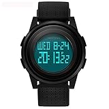 Herren Sport Digitaluhr, Ultra Thin Wasserdichte LED Große Gesicht Elektronische Digital Herren Armbanduhr mit Alarm Stoppuhr Rücklicht