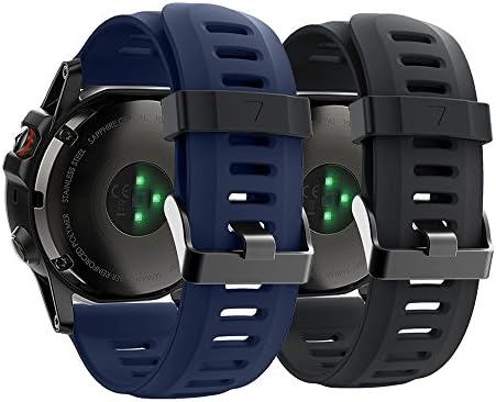Moorovgi For Garmin Fenix 5X Straps (Black&amp;Dark Blue)