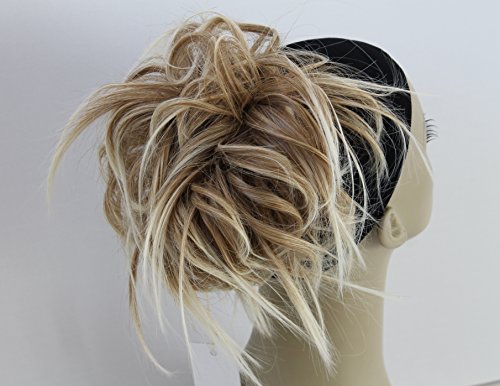 New Tousled Synthetic Hairpiece Scrunchies Straight Elastic updo Scrunchy BUN Brown Blonde Instant Ponytail wig Hairdo (Mix Dark Blonde 1 #27-613)
