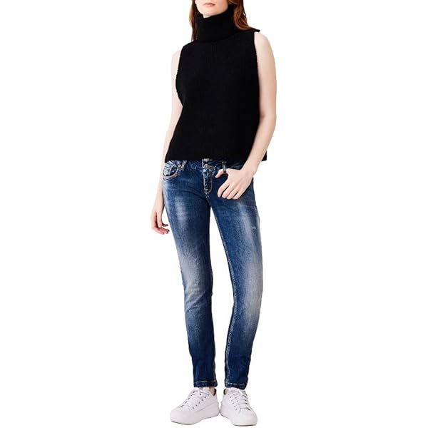 LTB Jeans - Dames - Nicole - Mid Waist - Slim Fit Jeans - Broek, blauw (Parvin Wash 51272), 32W / 34L