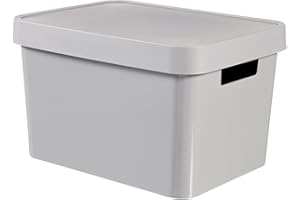 Curver 04743-099-01 Infinity Boîte à Rangement avec Couvercle Plastique Gris Clair 36,3 x 27 x 22,2 cm 17 L