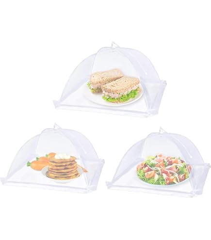 Com-four® 4X Cache-Mouches Colorés Pour Aliments - Protection Anti-Insectes 45 Cm (Jaune, Violet, Bleu, Orange)