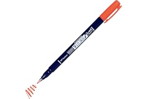 Tombow | Rotulador Fudenosuke Hard Rojo Neón | Pincel para Lettering, Caligrafia, Contornos, Dibujo, Ilustraciones, Esbozos | Punta Elastica Dura | Resistente al agua