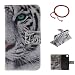 Produktbild GOCDLJ PU Hülle per Sony Xperia Z5 Compact Muster, Ultra Slim Leder Flip Cover Tasche Ledertasche Handytasche Pattern Buchstil Handyhülle Protective Case Etui Bumper Schale Wallet vollständig schützende mit Magnetverschluss Ständerfunktion ID Karte Slots Pouch Soft Silikon Backcover Rückseite shell kunstlederhülle Schutzhülle für Sony Xperia Z5 Mini + Chinesischer Stil Rote Armbänder Design Weißer Tiger