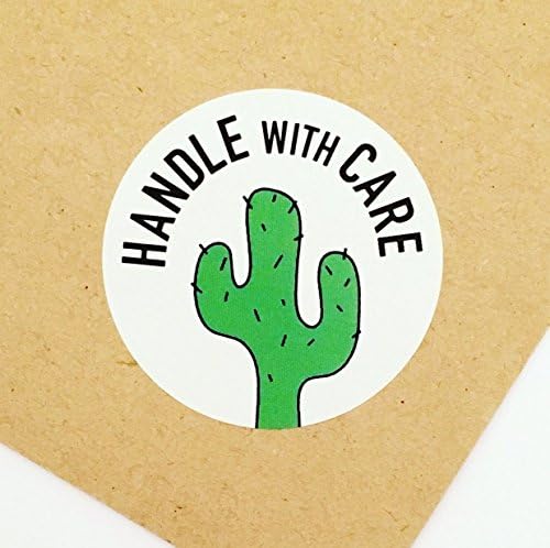 35pcs 'Handle With Care' Cactus Print Stickers Fragile Craft Supplies Happy Post Mail Stationery Scrapbook
