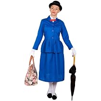 Viktorianisches Kindermädchen-Kostüm Damen – Blaue Jacke Mit Kragen, Roter Fliege, Rock & Hut
